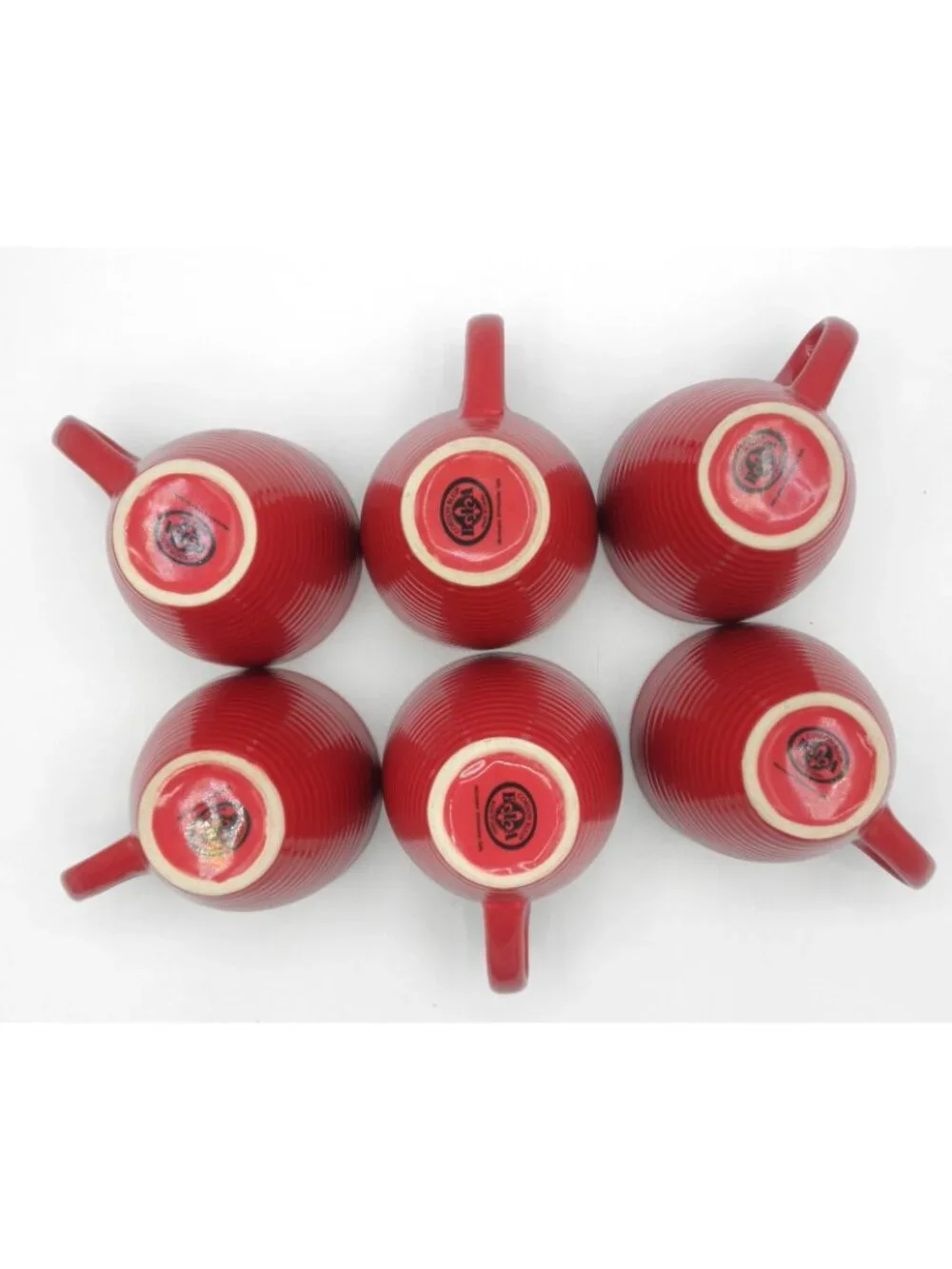 BIA Cordon Bleu Red Embossed Beehive Bands Art Deco Style Mug Set of 6 - Picture 6 of 9